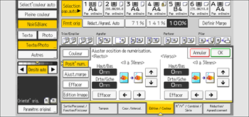 Illustration de l'écran du panneau de commande