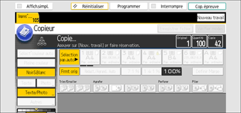 Illustration de l'écran du panneau de commande