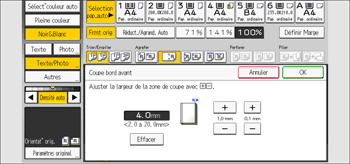 Illustration de l'écran du panneau de commande
