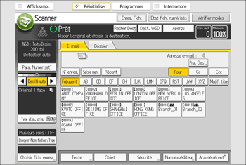 Illustration de l'écran du panneau de commande