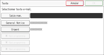 Illustration de l'écran du panneau de commande