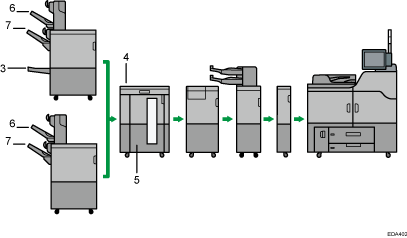illustration du réceptacle de sortie (illustration avec légende numérotée)