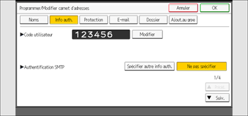 Illustration de l'écran du panneau de commande