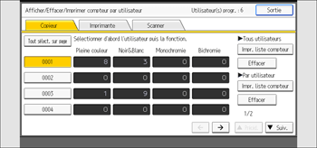 Illustration de l'écran du panneau de commande