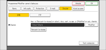 Illustration de l'écran du panneau de commande