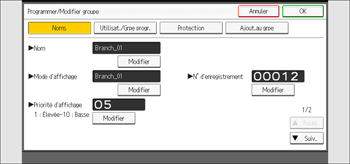 Illustration de l'écran du panneau de commande