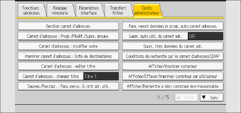 Illustration de l'écran du panneau de commande