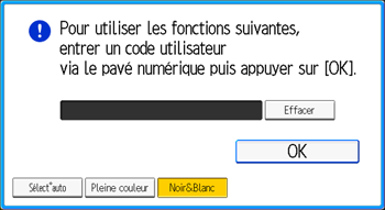 Illustration de l'écran du panneau de commande