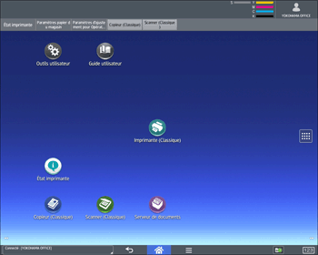 Illustration de l'écran du panneau de commande