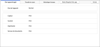 Illustration de l'écran du panneau de commande