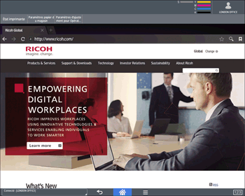 Illustration de l'écran du panneau de commande