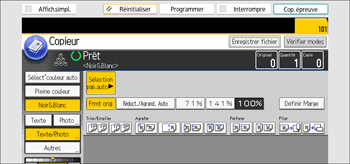 Illustration de l'écran du panneau de commande