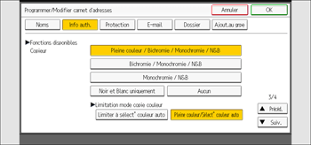Illustration de l'écran du panneau de commande