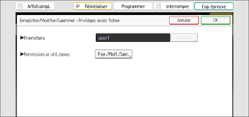 Illustration de l'écran du panneau de commande