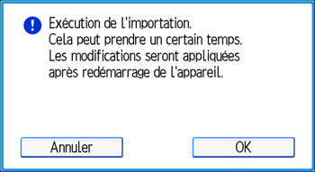 Illustration de l'écran du panneau de commande