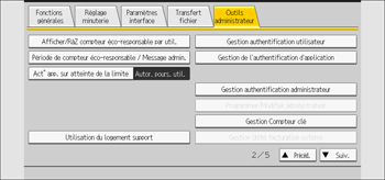 Illustration de l'écran du panneau de commande
