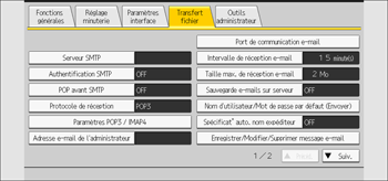 Illustration de l'écran du panneau de commande