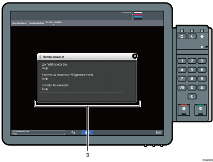 Számozott ábra a kezelőpanelről
