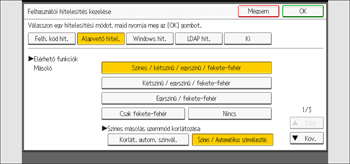 A kezelőpanel ismertetése
