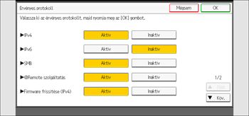 A kezelőpanel ismertetése