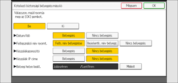 A kezelőpanel ismertetése