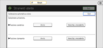 Illustrazione della schermata sul pannello di controllo