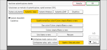 Illustrazione della schermata sul pannello di controllo