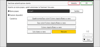 Illustrazione della schermata sul pannello di controllo