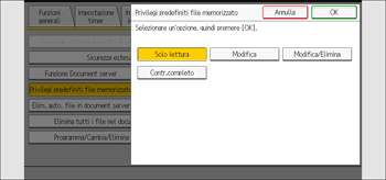 Illustrazione della schermata sul pannello di controllo