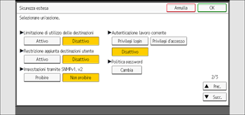Illustrazione della schermata sul pannello di controllo