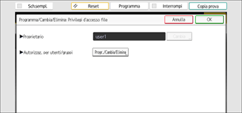 Illustrazione della schermata sul pannello di controllo