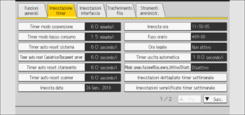 Illustrazione della schermata sul pannello di controllo