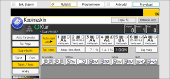 Illustrasjon av betjeningspanelet