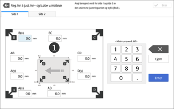 Illustrasjon av betjeningspanelet