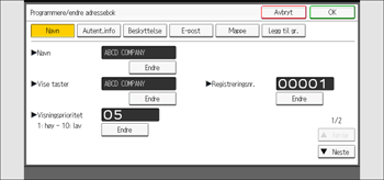 Illustrasjon av betjeningspanelet