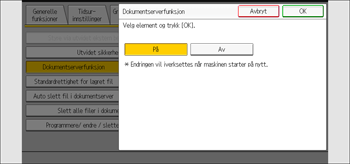 Illustrasjon av betjeningspanelet