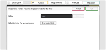 Illustrasjon av betjeningspanelet