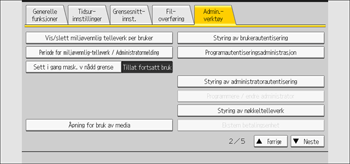 Illustrasjon av betjeningspanelet