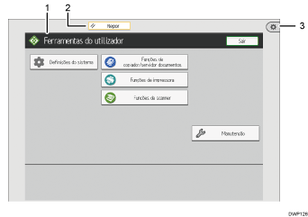 Ilustração com numeração do ecrã do painel de operação