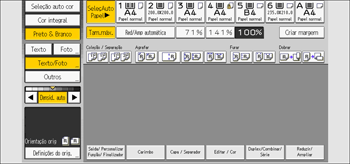 Ilustração do ecrã do painel de operação