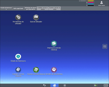 Ilustração do ecrã do painel de operação