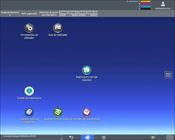 Ilustração do ecrã do painel de operação