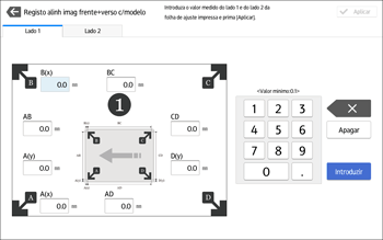 Ilustração do ecrã do painel de operação