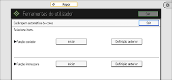 Ilustração do ecrã do painel de operação