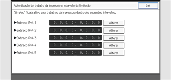 Ilustração do ecrã do painel de operação