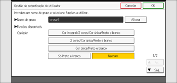 Ilustração do ecrã do painel de operação