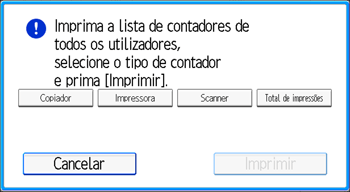 Ilustração do ecrã do painel de operação