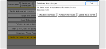 Ilustração do ecrã do painel de operação