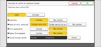 Ilustração do ecrã do painel de operação