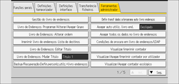 Ilustração do ecrã do painel de operação